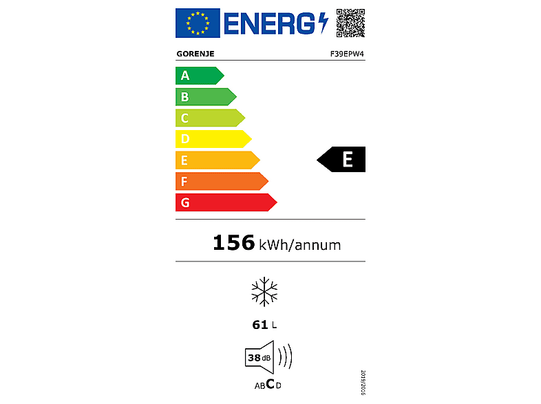 GORENJE F39EPW4 — Congelador vertical, 842 mm, Blanco