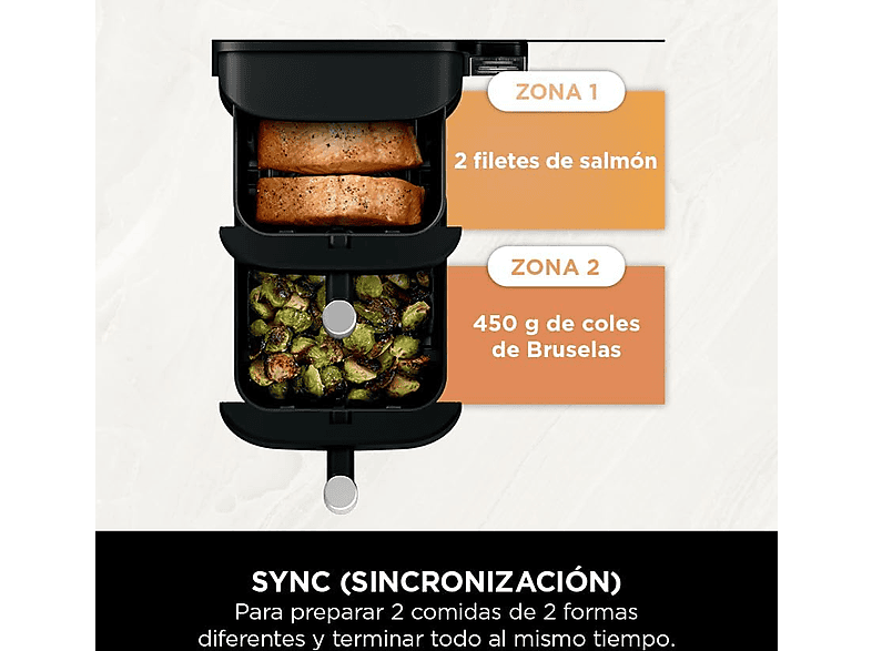 NINJA SL300EU — Freidora de aire, 2470 W, Negro, 7.6 l dividido en 2 bandejas
