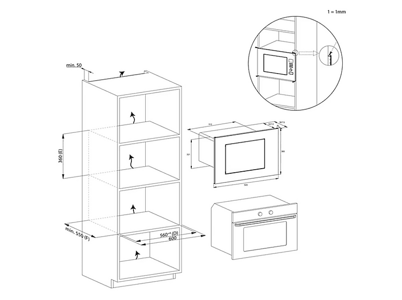 CANDY CA38FL7NWXW — Microondas integrable, 1200 W, 8 potencia, 25 l, Acero inoxidable