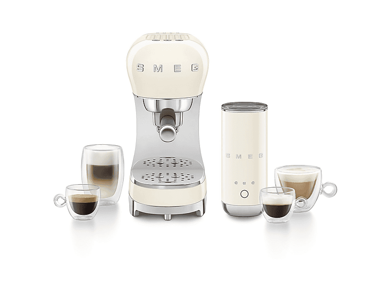 SMEG ECF12CREU — Cafetera express, 1350 W, Crema, 15 bar, 2 Tazas