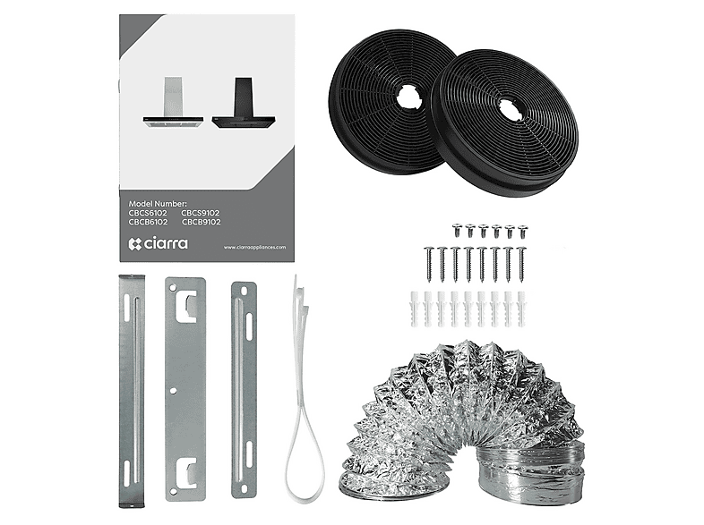 CIARRA CBCB9102 — Campana Decorativa, 4 velocidades, 650 m³/h, 900 mm, Negro