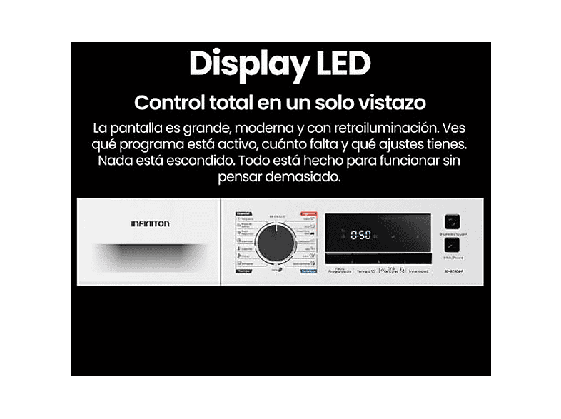 INFINITON SD-BC9DWP — Secadora Bomba de Calor, 9 kg, 16 programas, Blanco