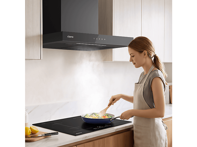 CIARRA CBCB6102 — Campana Decorativa, 4 velocidades, 650 m³/h, 600 mm, Negro