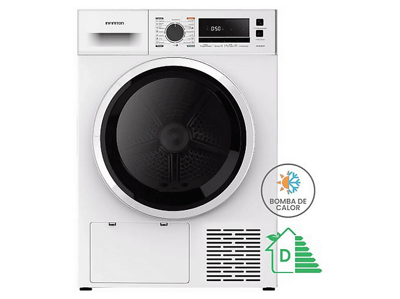 INFINITON SD-BC9DWP — Secadora Bomba de Calor, 9 kg, 16 programas, Blanco