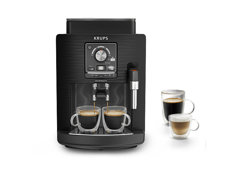 KRUPS Intensity EA50K9 — Cafetera superautomática, Compacta, Negro, 4 bebidas, Espumador de leche manual