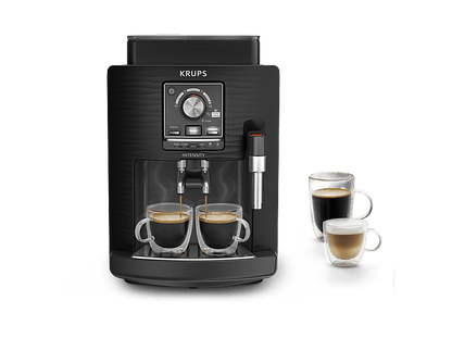 KRUPS Intensity EA50K9 — Cafetera superautomática, Compacta, Negro, 4 bebidas, Espumador de leche manual