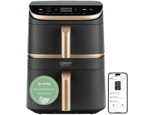 COSORI Turbo Tower Pro Smart™ Chef Edition — Freidora de aire, 2630 W, Negro, Doble Resistencia, 10.8 l