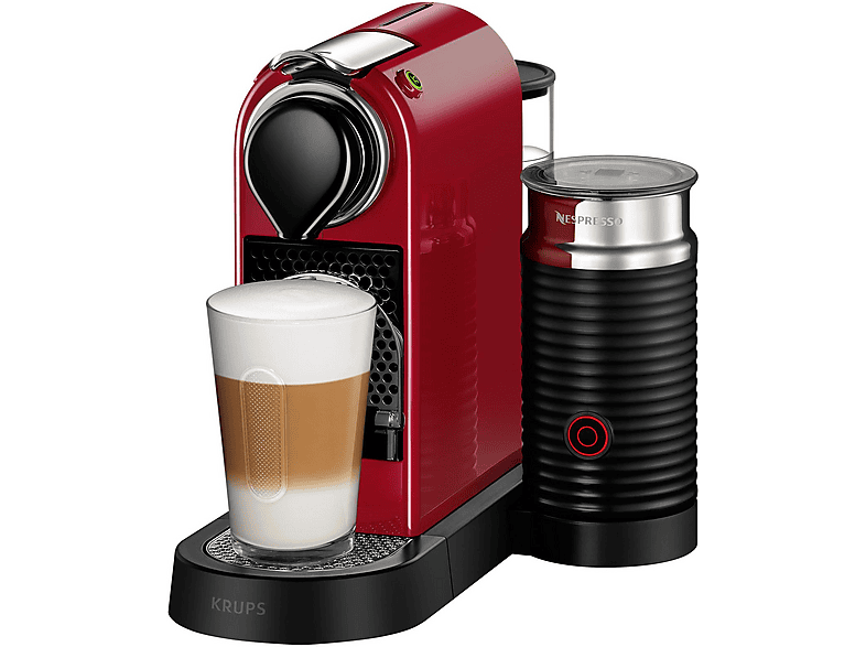 KRUPS Nespresso Citiz & Milk XN7615 — Cafetera de cápsulas, 1260 W, Rojo, 19 bar