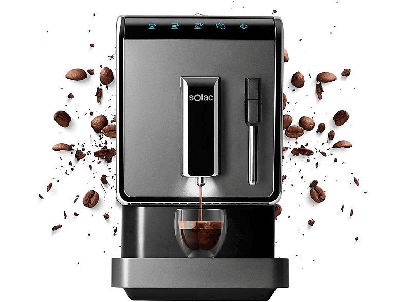 SOLAC LA7617 — Cafetera Espresso, 1470 W, 20 bar, 2 tazas, Plata Oscuro