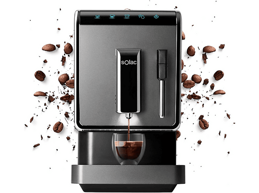 SOLAC LA7617 — Cafetera Espresso, 1470 W, 20 bar, 2 tazas, Plata Oscuro