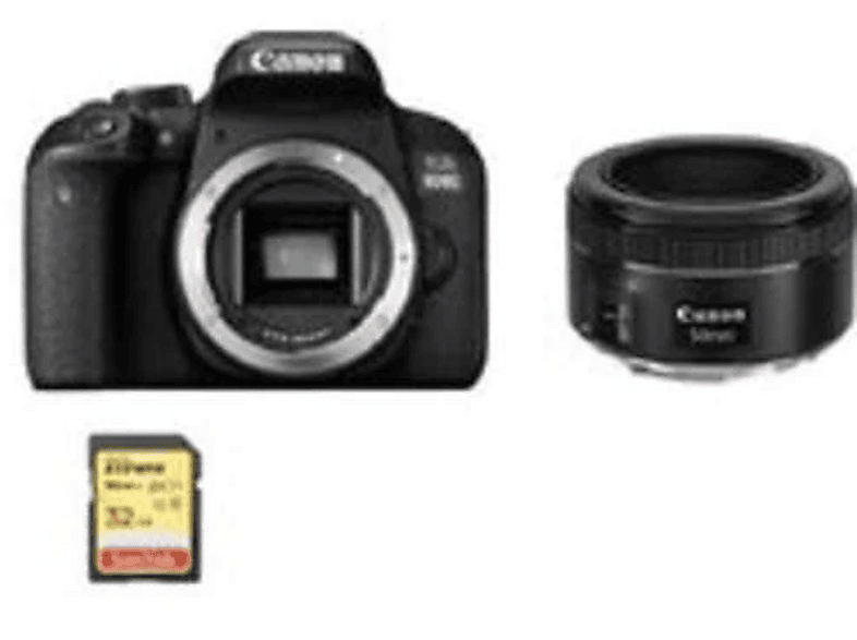 CANON EOS 800D + EF 50mm F1.8 STM + 32GB SD — Cámara digital, Negro, 24,2 megapixel, Full HD 1080p