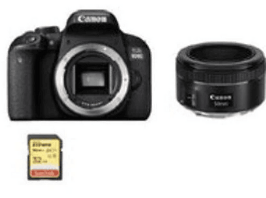 CANON EOS 800D + EF 50mm F1.8 STM + 32GB SD — Cámara digital, Negro, 24,2 megapixel, Full HD 1080p
