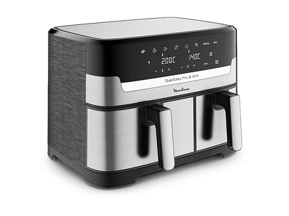 MOULINEX Dual Fry & Grill EZ905D — Freidora de aire, 2700 W, 8.3 L, Táctil, Inox