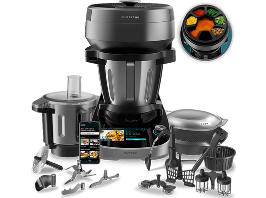 CECOTEC Mambo CooKing Total Gourmet — Robot de cocina, 2200W, Dispensador, Autolimpieza, Inox