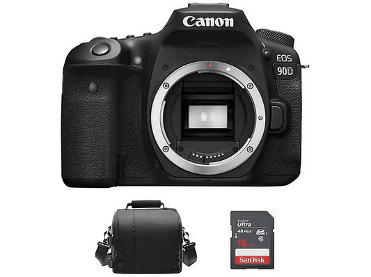 CANON 90D + Bolsa + 16GB SD — Cámara digital, Negro, 32,5 megapixel, 4K 3840p