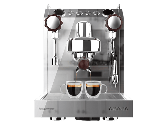 CECOTEC Baristeo Classic — Cafetera express, 2700 W, Preinfusión, Portafiltro 58 mm, Plata