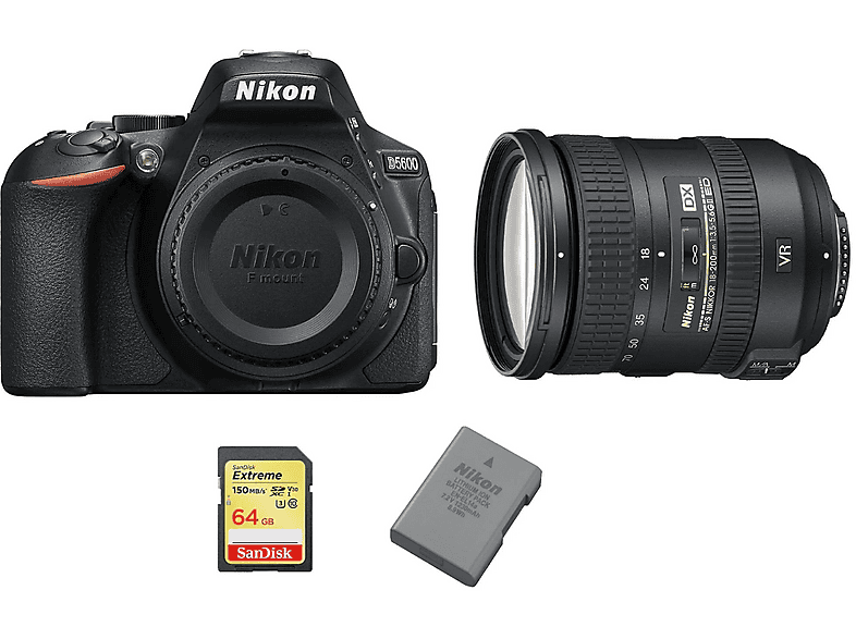 NIKON D5600 — Cámara digital, Negro, 18 megapixel, Full HD 1080p (ref. 133674587)