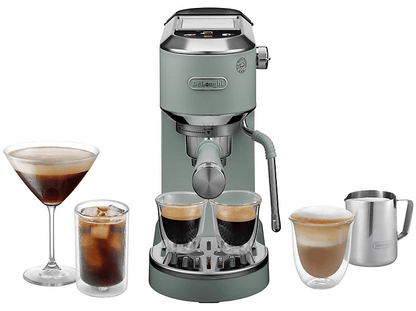 DELONGHI EC890.GR DEDICA DUO COLD BREW — Cafetera express, 1450 W, Gris, 15 bar, 2 tazas