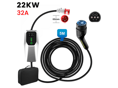 SMORGR 22 kW [3-Fases — Cargador vehículo eléctrico, Black, 5 m, 6-32A]