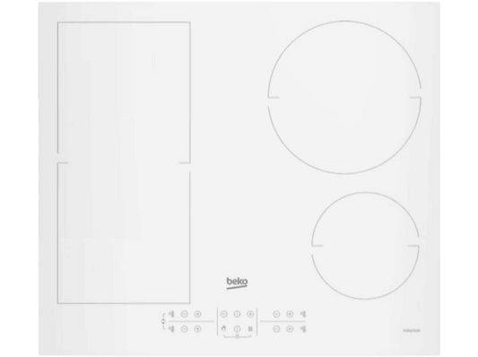 BEKO — Placa de inducción, Blanco, Placa inducción- Beko HII64200FMTW, 4 zonas + 1 FlexiZone, IndyFlex