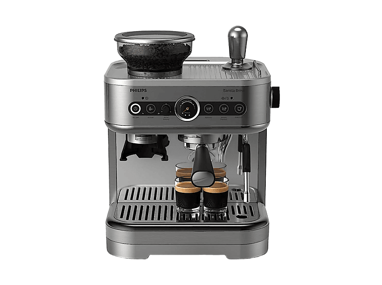 PHILIPS Barista Brew PSA3228/01 — Cafetera express, Molinillo integrado, Prensador calibrado premium, doble container de café, Capacidad 2,3l