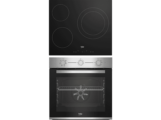 BEKO BBSE12120XD — Pack Horno + Placa, 59 cm, Inox, Horno Multifunción, 72 l