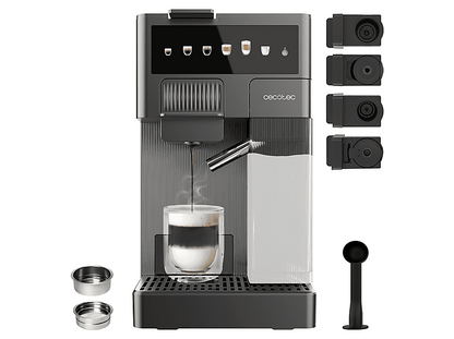 CECOTEC FreeStyle Latte T — Cafetera de cápsulas, 1350 W, Gris, 20 bar, 0,4 l