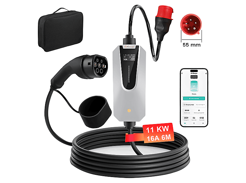 SMORGR 11kW 6m [6-16A — Cargador vehículo eléctrico, Black, 3-Fases]