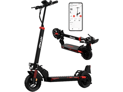 HITWAY H9 — Patinete eléctrico, Pot. máx. 150 W, Carga máx. 50 kg, 2600 mAh, Rojo