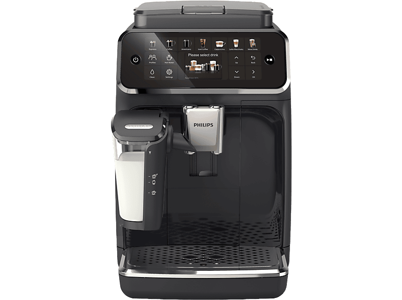 PHILIPS EP4441/50 — Cafetera superautomática, Negro, LatteGo, SilentBrew, 20 Bebidas