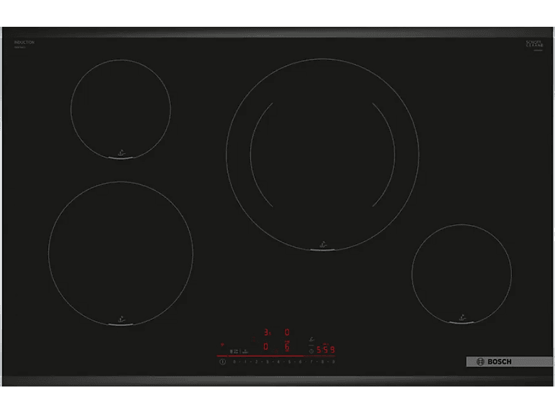 BOSCH PIE875HC1E — Placa inducción, 28 cm, 80 cm, Negro, 4 zonas