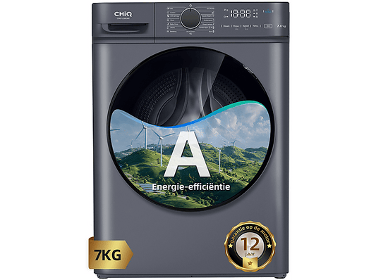 CHIQ CW07123863AX — Lavadora carga frontal, 7 kg, 16 programas, 1200 rpm, Gris oscuro