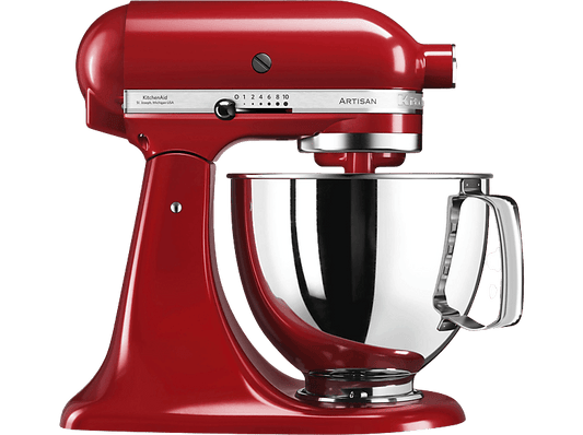 KITCHENAID Artisan 5KSM125EER — Robot amasador, 300W, Rojo, 4.8 l, Hasta 220 rpm