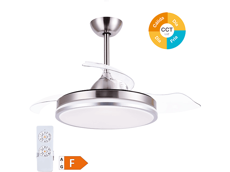 GSC 300005024 — Ventilador de Techo, 40 W, 6 velocidades, Níquel, Aspas retráctiles