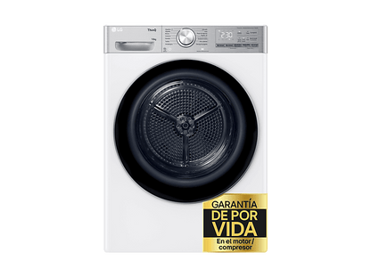 LG RH10V9AV2WR — Secadora bomba de calor, 10 kg, 14 programas, Blanco, Display LED