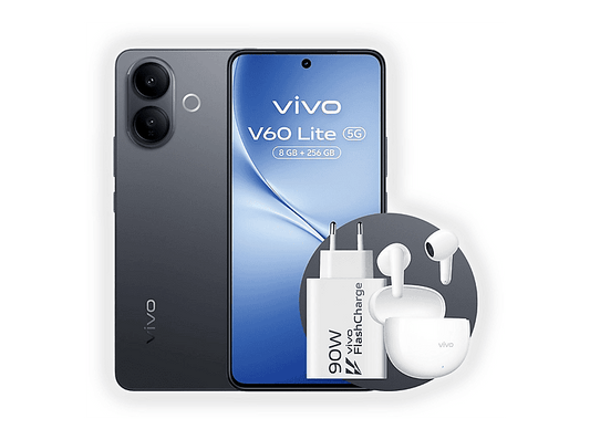 VIVO BUNDLE V60 LITE 6.77P/ 5G/8N/8+256GB/B — Smartphone, Negro, 8 GB RAM, 6500 mAh, Móvil Android