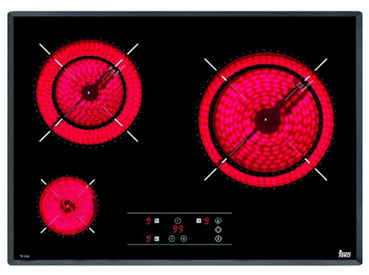 TEKA TR5300 — Placa vitrocerámica, Zona grande 23 cm, 60 cm, Negro, 3 zonas