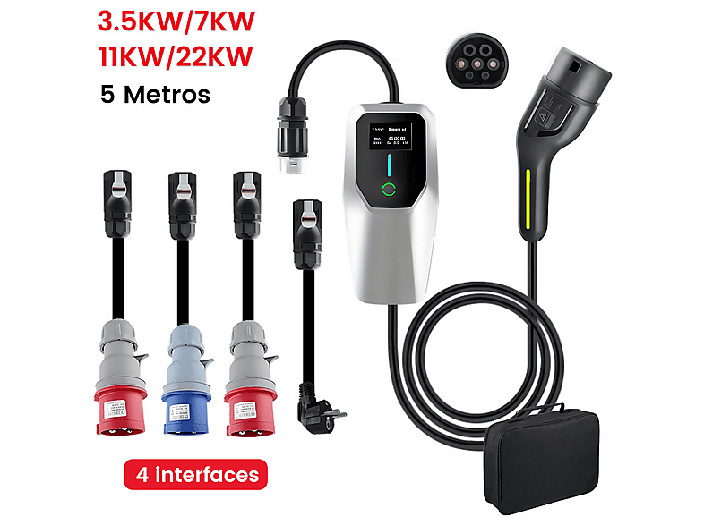 SMORGR 22KW 6A-32A,Tipo 2,IP67 — Cargadores vehículos eléctricos, Negro