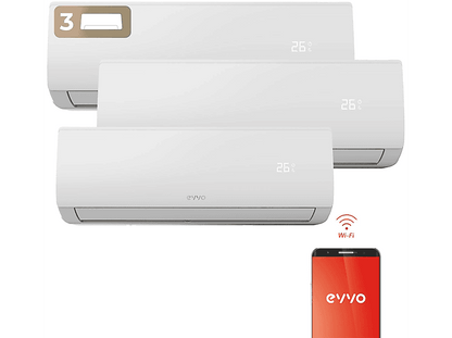 EVVO EVVO Clima WIFI 3x1 30.000 BTU (9.000 + 9.000+ 12.000) — Split 3x1, Blanco, 30000 fg/h, Función Inverter
