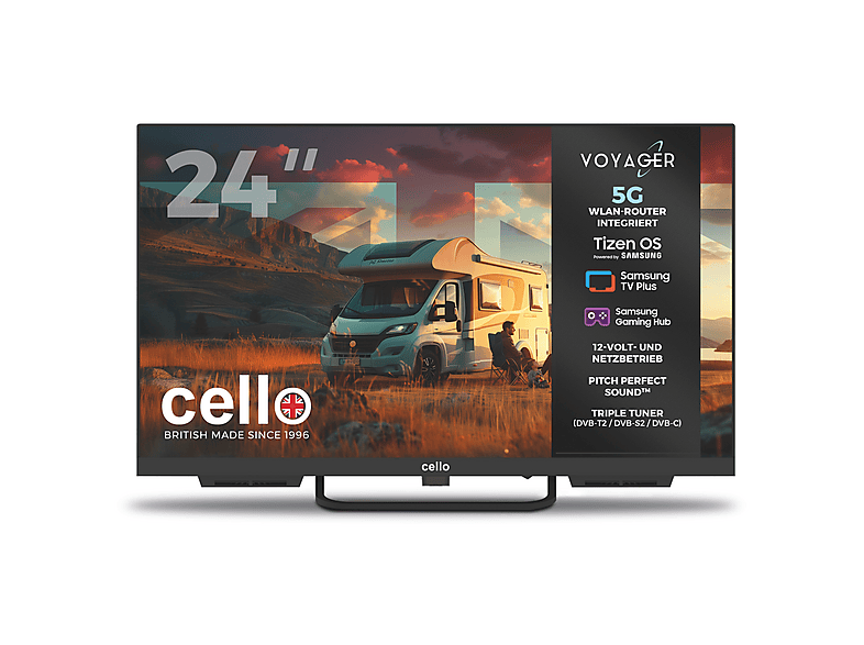 CELLO C24TZR-VOY — TV LED 24", Negro, HD-ready, Smart TV, DVB-T2 (H.265)