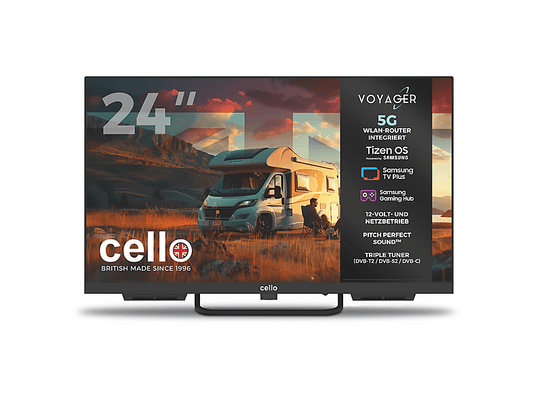 CELLO C24TZR-VOY — TV LED 24", Negro, HD-ready, Smart TV, DVB-T2 (H.265)