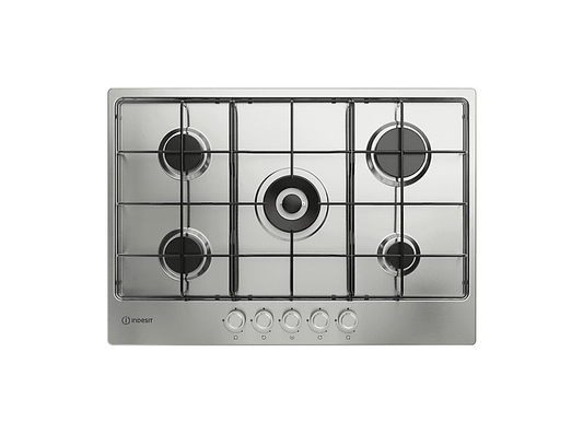 INDESIT THP 752 W/IX/I 1 — Placa de gas, 73 cm, 5 zone(s) zonas, Acero inoxidable