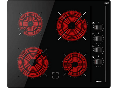 TEKA TBC 64000 XFL — Placa vitrocerámica, Zona grande 18 cm, 60 cm, Negro, 4 zonas