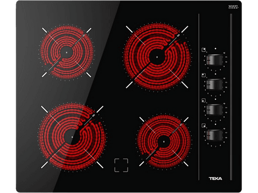 TEKA TBC 64000 XFL — Placa vitrocerámica, Zona grande 18 cm, 60 cm, Negro, 4 zonas