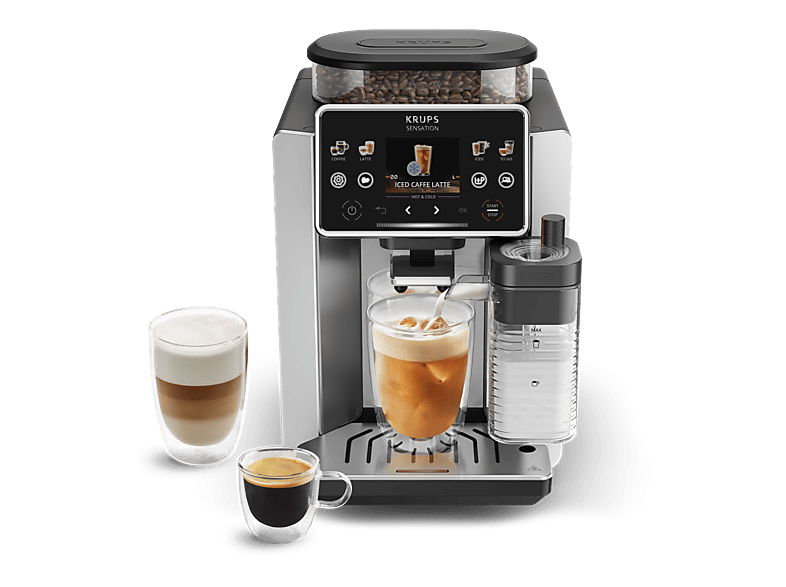 KRUPS Sensation Elite Hot & Cold EA918 — Cafetera superautomática, Molinillo, Táctil, Espumador, 1450 W