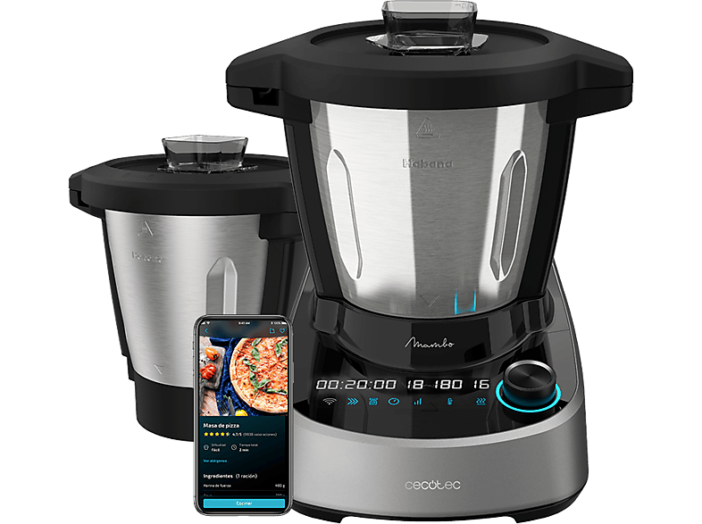 CECOTEC Mambo 11090 Habana — Robot de cocina, 1600W, Negro, 3.3 l, 37 funciones