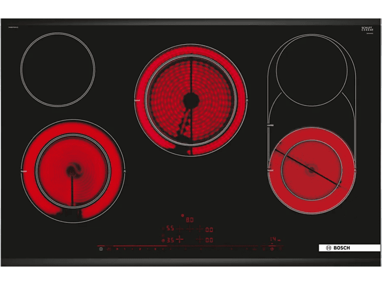 BOSCH PKM875DP1D — Placa vitrocerámica, Vitrocerámica, Eléctrica, 23 cm, Negro