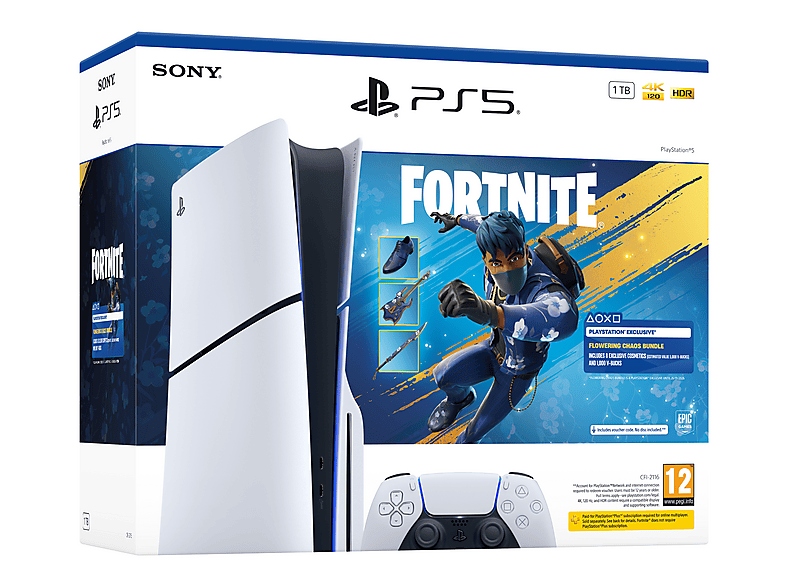 SONY Slim 1TB Edición Disco - Fortnite Flowering Chaos — Consola PS5, White