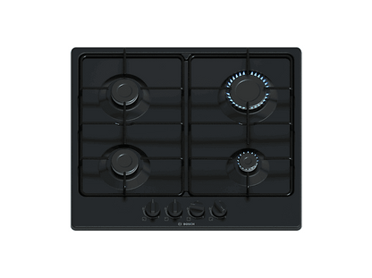BOSCH Serie 4 PGP6B6K80 — Placa de gas, 58,2 cm, Negro, 4 zone(s) zonas