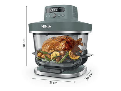 NINJA CRISPi PRO — Freidora de aire, 2050 W, 2 Recipientes de Vídrio: 5..7L y 2.3L, Verde, 5.7 l